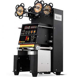 VEVOR Fully Automatic Sealing Machine 500-650Cups Per Hour Boba Sealer Digital Control Black Cup Sealer Machine for Milk Tea Coffee