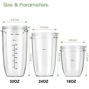 2-pack Replacement Parts Upgrade 32oz Cups with Flip-Top To-Go-Lid and Rubber Gaskets Compatible with NutriBullet 600w/900w Blender Accessory