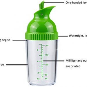 Nicunom 3 Pack Salad Dressing Shaker, 7 Oz Good Grips Dressing Mixer Shaker Bottles, Black & White & Green