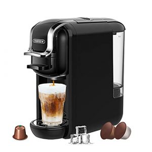 HiBREW 4 in 1 Espresso Machine for Capsule, 19 Bar Single Serve Coffee Maker, Compatible with Nes* OriginalLine/Kcup/DG* Pod/Ground Coffee, Cold/Hot Brew, 20 oz, 1450W, H2A (Black)