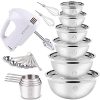 Electric Hand Mixer Mixing Bowls Set, Upgrade 5-Speeds Mixers with 6 Nesting Stainless Steel Mixing Bowl, Measuring Cups and Spoons Whisk Blender -Kitchen Baking Supplies For Cooking Bake Beginner