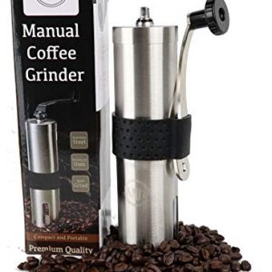 Manual Coffee Grinder by Janda Products - Conical Stainless - Steel Design and Ceramic Burr Grinder - Portable, Compact and Reusable for Camping - Hand operated for coffee, tea, herbs and spices