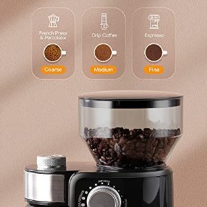 Electric Burr Coffee Grinder, Adjustable Burr Mill Coffee Bean Grinder with 18 Grind Settings, Coffee Grinder 2.0 for Espresso, Drip Coffee, French Press and Percolator Coffee