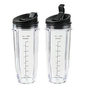 Blender Cups for Ninja Blender, 32OZ Cup with Sip & Seal Lids Compatible with Nutri Ninja Auto IQ Series Blenders BL480 BL481 BL482 BL490 BL640 BL680 BL450 BL482 BL682 BL642 BL640(2 Pack)