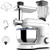 3 in 1 Stand Mixer Tilt-Head Kitchen Standing Mixer with 6.5QT Stainless Steel Bowl, Dough Hook Whisk Beater, Meat Blender, and Juice Extractor 850W 6 Speed (White)