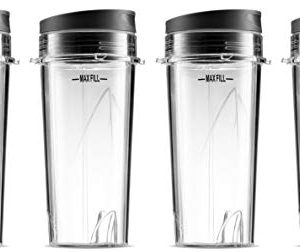 Ninja Single Serve 16-Ounce Cups Set by Preferred Parts (Pack of 4) | Comparable with Nutri Ninja BL770 BL780 BL660 Professional Blender