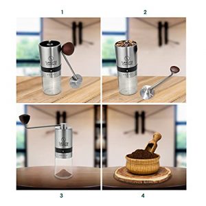 Lasting Coffee Manual Coffee Grinder with Stainless Steel Burr | Premium Conical Whole Bean Hand Mill with Adjustable Settings | Portable Hand Crank Grinder