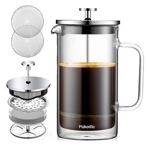 French press coffee maker(34oz/1000ml),304stainless steel,High borosilicate glass,Four layer filtration system,no grounds,one color