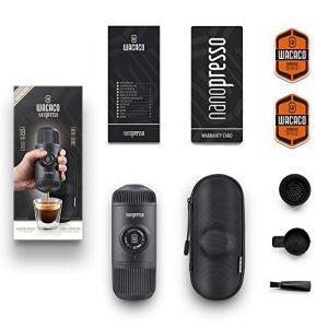 WACACO Nanopresso Portable Espresso Maker bundled with Nanopresso Protective Case, Upgrade Version of Minipresso, 18 Bar Pressure, Extra Small Travel Coffee Maker, Manually Operated