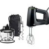 Braun Electric Hand Mixer, 9-Speed, 350W, Lightweight with Soft Anti-Slip Handle, Accessories to Beat & Whisk (Multi-Whisk), Dough Hooks to Knead & 2-Cup Chopper + Storage Bag, MultiMix 5, HM5130