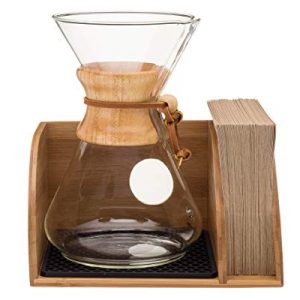 Cipamnel Organizer for Chemex Coffee Maker with Silicone Mat | Eco-Friendly, Durable & Water Resistant Bamboo | Designed for Baratza Encore Burr Grinders, Chemex Coffee Makers & Chemex Filters