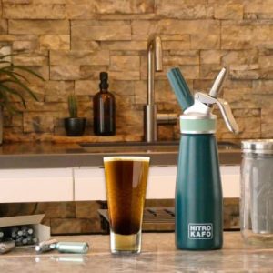 NITRO KAFO Cold Brew Mason Jar Coffee Maker and Nitro Coffee Maker kit - Stainless Steel Filter, Durable Glass, 100% Recyclable Aluminium Bottle with Stainless Steel Parts For a Kit Which Will Last