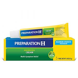 PREPARATION H Hemorrhoid Symptom Treatment Cream, Multi-Symptom Pain Relief with Aloe, Tube (1.8 Ounce)