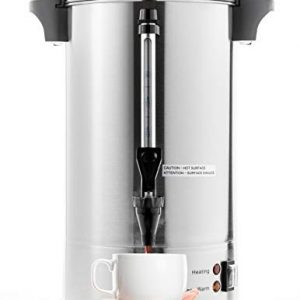 SYBO 2021 UPGRADE SR-CP-50C Commercial Grade Stainless Steel Percolate Coffee Maker Hot Water Urn for Catering, 55-Cup 8 L, Metallic