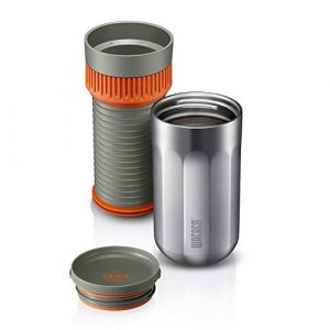 WACACO Pipamoka Portable Coffee Maker, Single Serve Coffee brewer, All-in-one Vacuum Pressured，Insulated Travel Mug, Hand Powered and Filter Pressure Brewer, Stainless Steel Thermo Cup, 10 fl oz