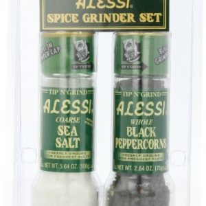 Alessi Grinder Set, Sea Salt and Black Peppercorns (Pack of 6)