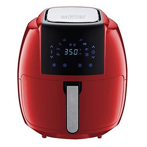 GoWISE USA 7-Quart 8-in-1 Digital Air Fryer with Recipe Book, 7.0-Qt, Red