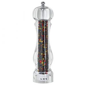 LHS Pepper Mill Grinder Salt Grinder Peppercorn Grinders with Adjustable Coarseness-Clear