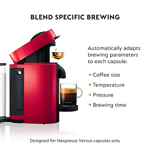 Nespresso Vertuo Plus Coffee and Espresso Maker by De'Longhi, Cherry Red