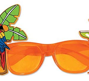 Beistle Palm Tree & Parrot Fanci-Frames Luau Party Supplies, Novelty Glasses, One Size, Orange/Green/Red/Yellow/Blue
