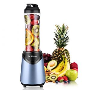 La Reveuse Smoothies Blender Personal Size 300 Watts with 18 oz BPA Free Portable Travel Sports Bottle (Light Blue)