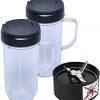 22 oz Tall Cup with Flip Top To-Go Lid and Cross Blade Replacement Compatible with Magic Bullet 250W MB1001 Blenders