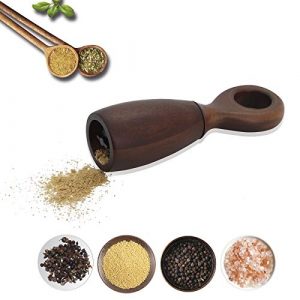 Salt and Pepper Grinder Refillable Solid Wood Spice Mill Ceramic Rotor Steel Core with Strong Adjustable Coarseness