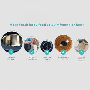 BEABA Babycook Neo, Glass Baby Food Maker, Glass Baby Food Processor, 4 in 1 Baby Food Steamer, Glass Baby Food Blender, Baby Essentials, Make Fresh Healthy Baby Food at Home, 5.5 Cups, Cloud