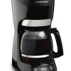 Hamilton Beach 12 Cup Programmable Coffee Maker with Digital Clock and Cone Filter, Auto Shut Off (49467), Black