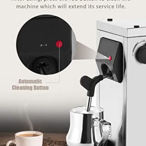 Hanchen Commercial Milk Frother, Automatic Milk Steamer Electric Coffee Frothing Machine 800ml Professional Double Hole Pump Embossed Coffee Milk Frother One Year Warranty