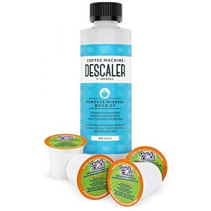 Cleaning and Descaler Kit - 2 Uses Per Bottle Plus 4 Cleaning Cups Compatible with Keurig K-Cup Pod Machines - Made in USA - Universal Descaling Solution and Stain Remover