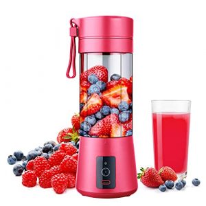 WATSMAR Portable Blender, Rechargeable Personal Blender for Shakes & Smoothies, Small Mini Fruit Juicer Mixer with 4000mAh Battery, 6 3D Blades & 380ML(Rose)