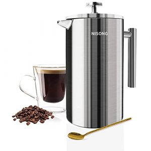 French Press Coffee Maker, 50Oz Double Walled Stainless Steel French Press, 1.5L Coffee/Tea Maker with Extra Filter Screens, Dishwasher Safe (12 Cups)