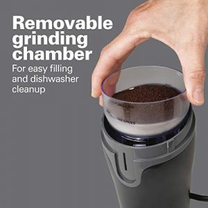 Hamilton Beach Fresh Grind 4.5oz Electric Coffee Grinder for Beans, Spices and More, Stainless Steel Blades & AmazonBasics Stainless Steel Portable Fast, Electric Hot Water Kettle, 1 Liter, Silver