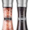Salt and Pepper Grinder Set, YYC Stainless Steel Salt Pepper Grinders,Unique Pattern/Font Label Design,Pepper Grinder Refillable, Adjustable Coarseness,Suitable for Sea Salt,Pepper etc