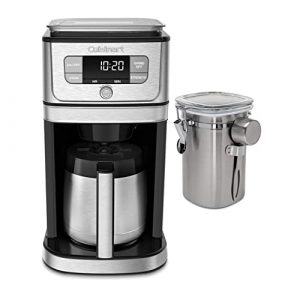 Cuisinart Fully Automatic Burr Grind and Brew Thermal Coffeemaker (10 Cup) with Stainless Steel Coffee Canister Bundle (2 Items)