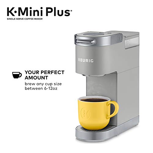 Keurig K-Mini Plus Coffee Maker, Single Serve K-Cup Pod Coffee Brewer, 6 to 12 oz. Brew Size, Stores up to 9 K-Cup Pods, Studio Gray