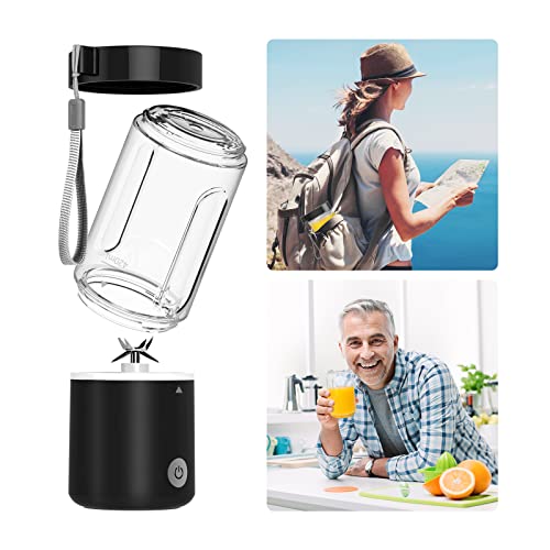 Portable Blender for Shakes and Smoothies APPARETE 420ml Personal Mini Blender Bottles Handheld Smoothie Juicer Cup Makers with 4000mAh Rechargeable & 6 3D Blades for Home Travel Office Sport… (black)