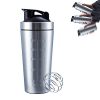 Shaker Bottle with Wire Whisk, Protein Shaker Bottle for Protein Mixes,Valeska Stainless Steel Shaker Bottle, Metal Shaker Bottle,Large Shaker Bottle 25oz (739ml), BPA Free,Leak Proof Design