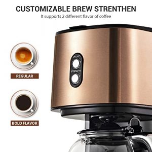 Coffee Maker 12 Cup, REDMOND Drip Coffee Machine with Reusable Filter, Brew Strength Control, 2 Hours Keep Warm Function, Anti-Drip System - Vintage Copper