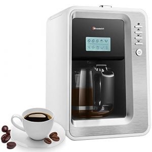 Coffee Maker with Grinder, Hauswirt 2-6 Cups Grind and Brew Coffeemaker, Programmable Bean to Cup Drip Coffee Maker and Grinder Combo, Stainless-Steel Filters, 900ml Detachable Water Reservoir, Auto Keep Warm