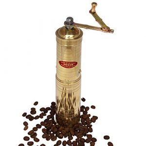 9" Handmade Manual Brass Coffee Mill Grinder Sozen, Portable Conical Burr Coffee Mill, Portable Hand Crank Coffee Grinder, Turkish Coffee Grinder, Sozen Coffee Grinder