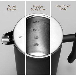 Veken French Press Coffee maker, Double-Wall 304 Stainless Steel Coffee Press with Multi-Screen System, Rust-Free, Dishwasher Safe, (1L), Black