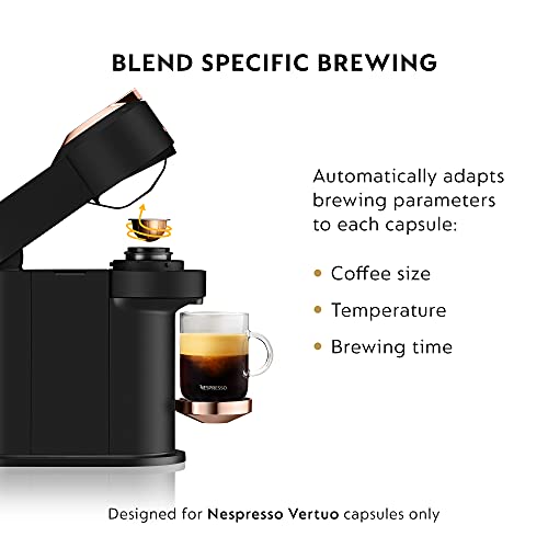Nespresso Vertuo Next Coffee and Espresso Maker by De'Longhi, Deluxe Matte Black Rose Gold with Aeroccino Milk Frother