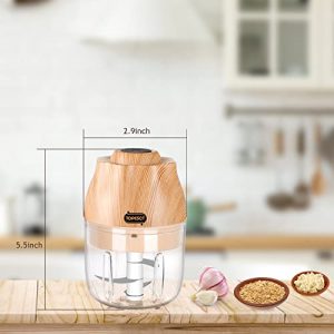 TOPESCT Electric Mini Chopper 250ML-Portable Garlic Grinder,Cordless Small Food Processor with USB Charging for Ginger Onion Vegetable Meat