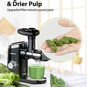 Slow Juicer,Aeitto Celery Juicer Machines,Masticating Juicer,Cold Press Juicer, Juice Extractor with 2-Speed Modes,Reverse Function & Quiet Motor for Vegetables And Fruits,Easy to Clean with Brush