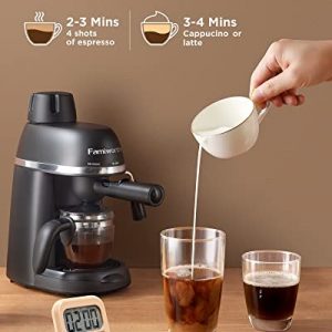 Steam Espresso Machine, 1-4 Cup Expresso Machine with Milk Frother, Cappuccino and Latte Maker
