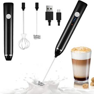 Milk Frother Handheld, Dallfoll USB Rechargeable Electric Foam Maker for Coffee, 3 Speeds Mini Milk Foamer Drink Mixer with 2 Whisks for Bulletproof Coffee Frappe Latte Cappuccino Hot Chocolate