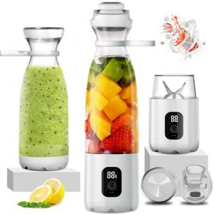 Smoothie Blender Portable Blender for Shakes and Smoothies, 300Watt Mini Blender, 20 Oz Personal Blender USB Rechargeable IPX7 Water Proof with Pulse Technology Crush Ice Nuts LayOPO Blender BravoX White