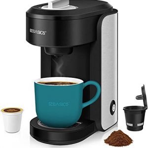 EZBASICS Single Serve Coffee Maker Brewer, Coffee Machines for K-Cup & Ground Coffee, Fast Brewing, Black